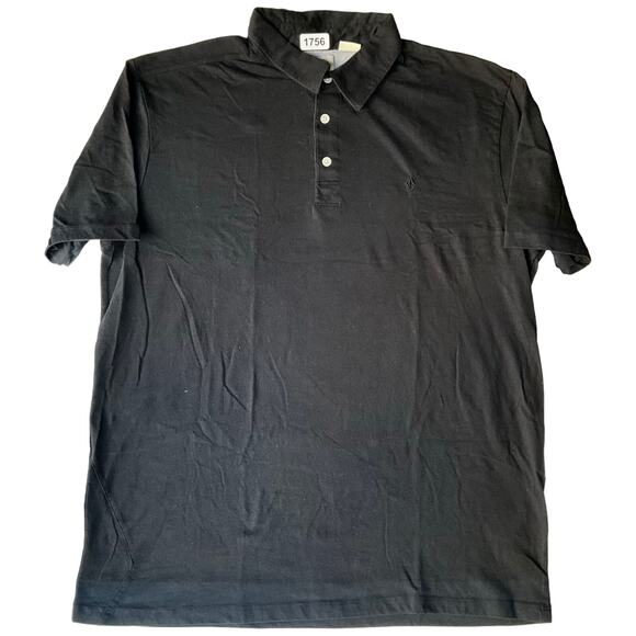 Volcom Men’s Short Sleeve Polo Shirt Size XL, Solid Black , Fits like L - Picture 1 of 7